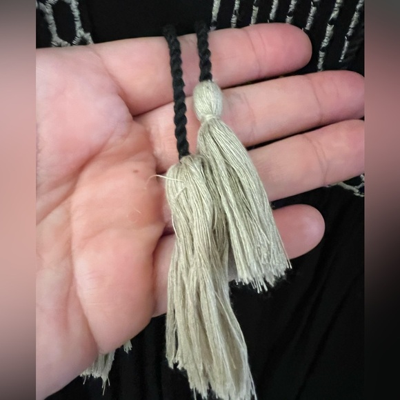 World Market Womens Black Embroidered Maxi Dress S/M Long Sleeve Double Slit - Picture 4 of 6